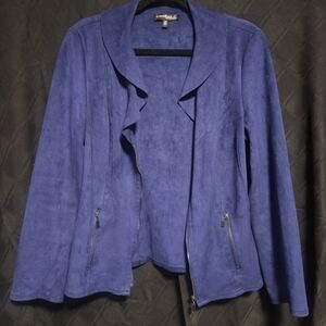 Conrad C COLLECTION Blue Ruffle Suede-Look Jacket